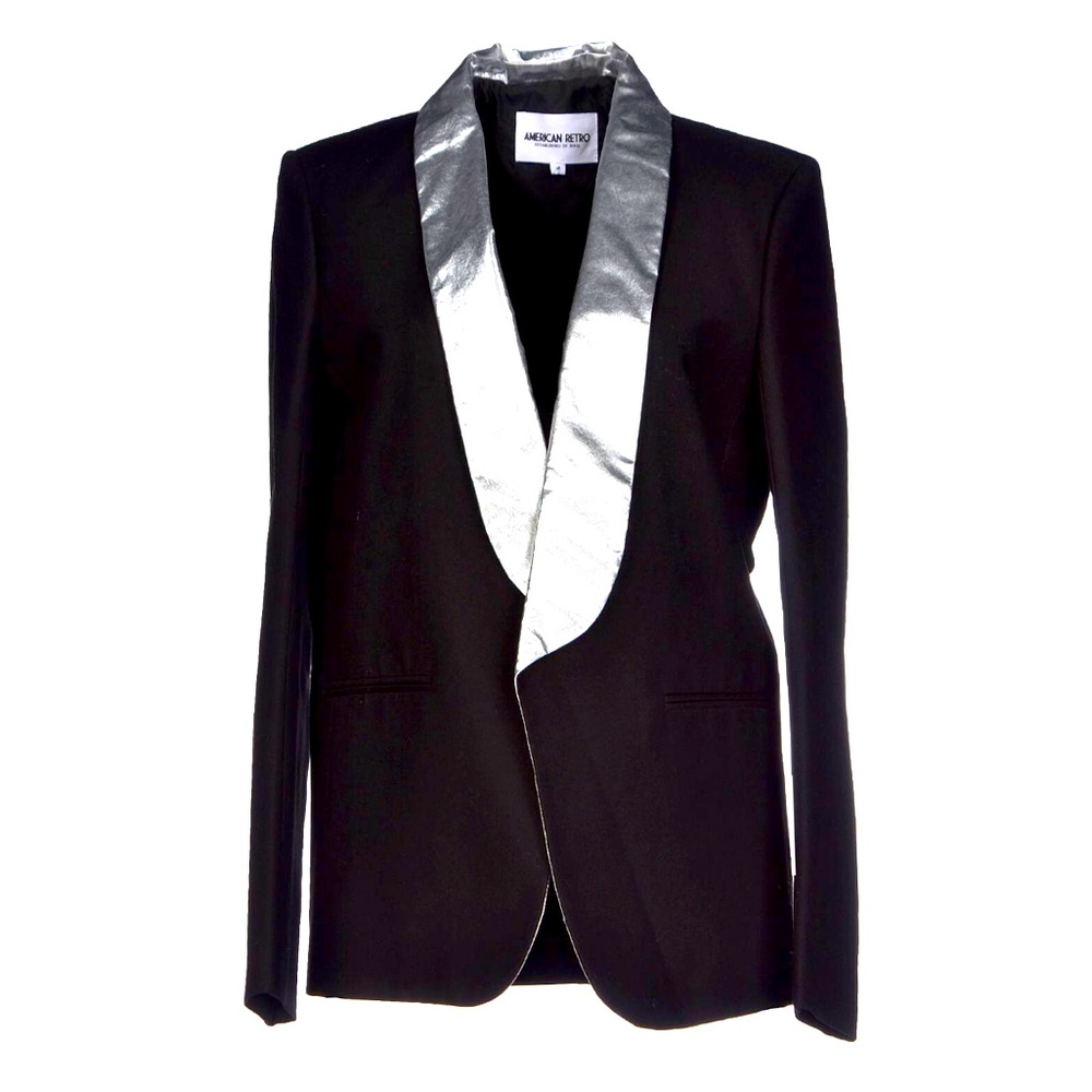 American Retro Luxury High Quality Black with Silver Blazer Size M